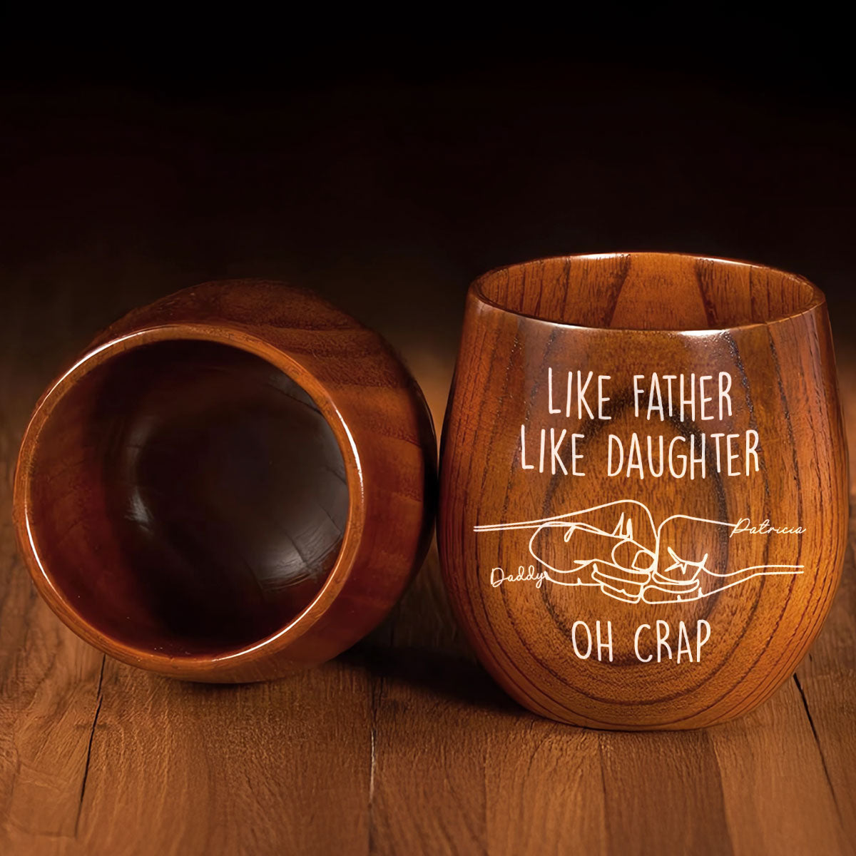 Like Father Like Daughter - Personalized Wooden Whiskey Glass