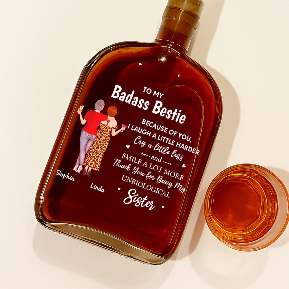 Because Of You I Laugh A Little Harder - Personalized Spirits Decanter