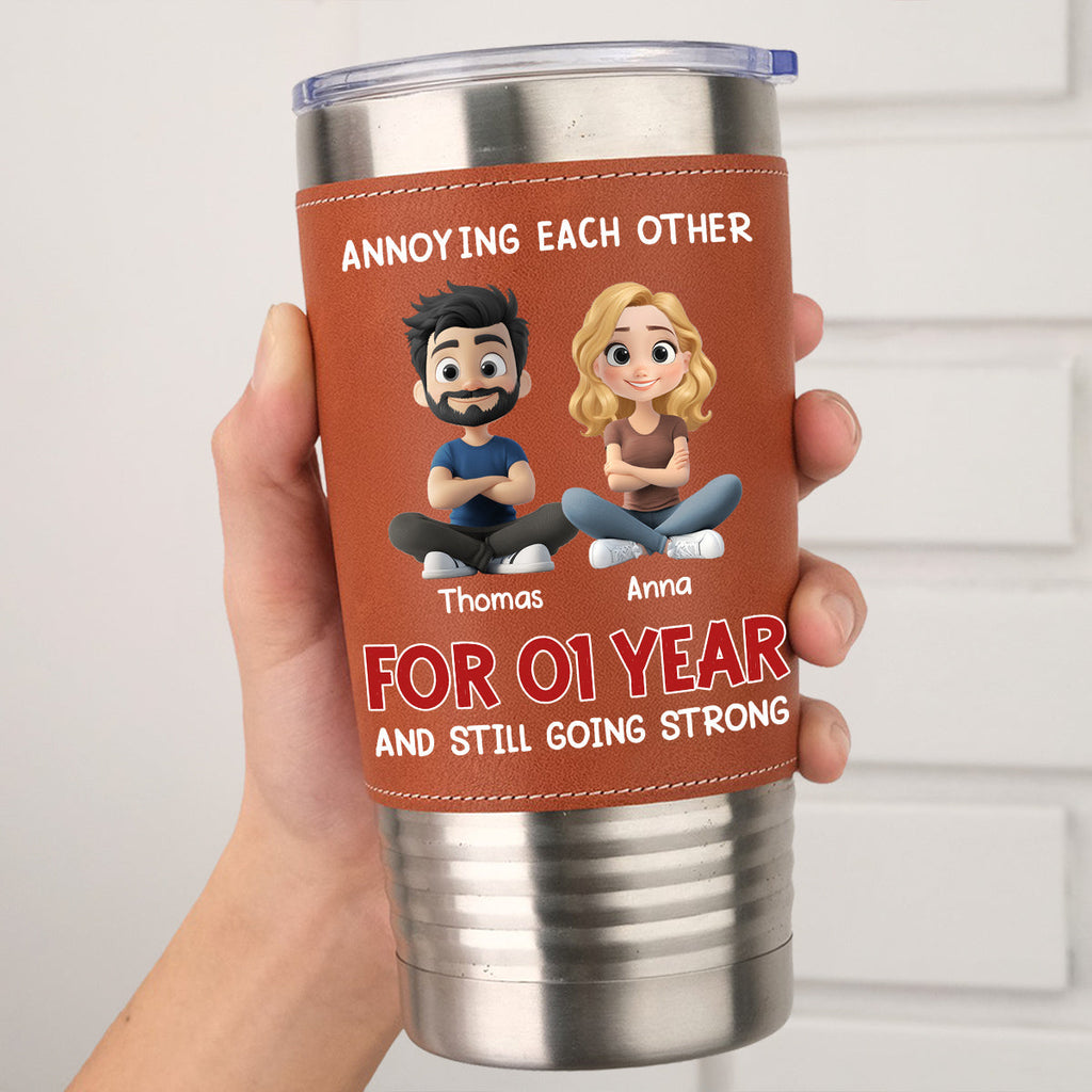 Custom Christmas Anniversary Gifts For Husband • Annoying - Personalized Leather Tumbler