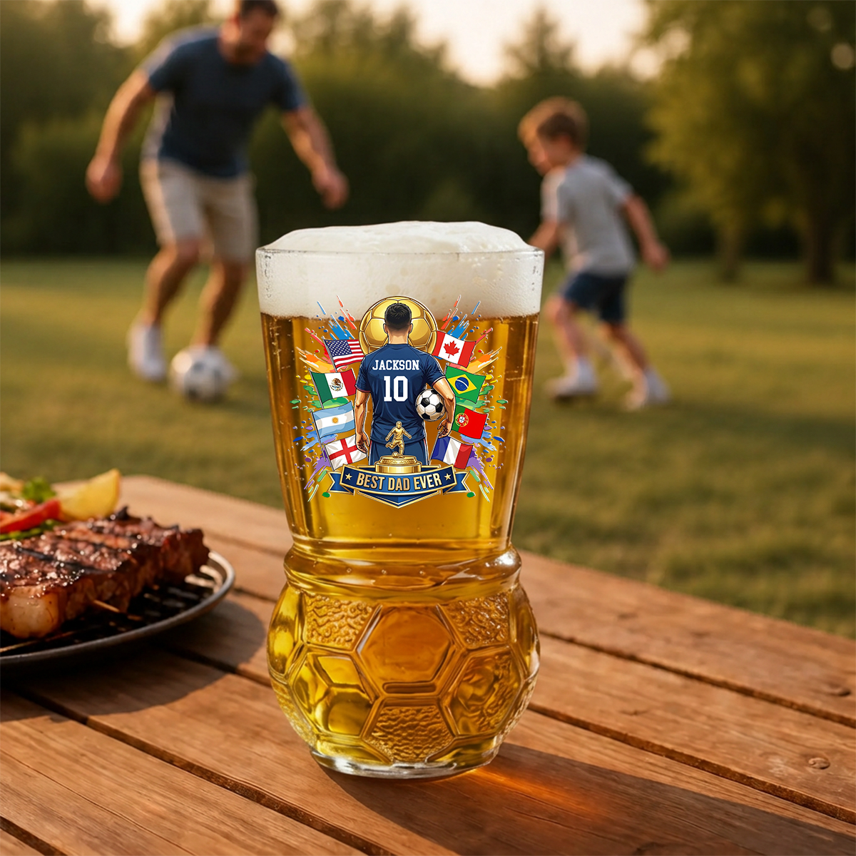 My Football Hero - Personalized Football Beer Glass