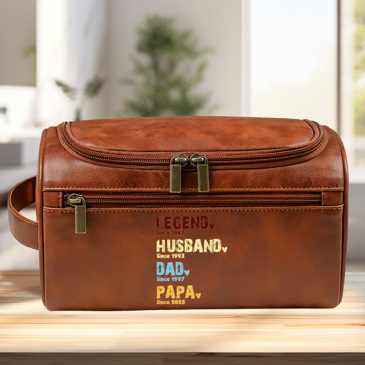 Legend Husband Dad Grandpa - Personalized Leather Toiletry Bag