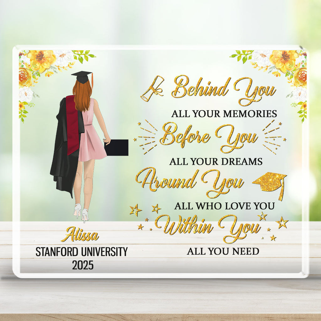 Custom Decor, Christmas Birthday Anniversary Gift Keepsake • Behind You All Your Memories Before You All Your Dreams - Personalized Acrylic Plaque
