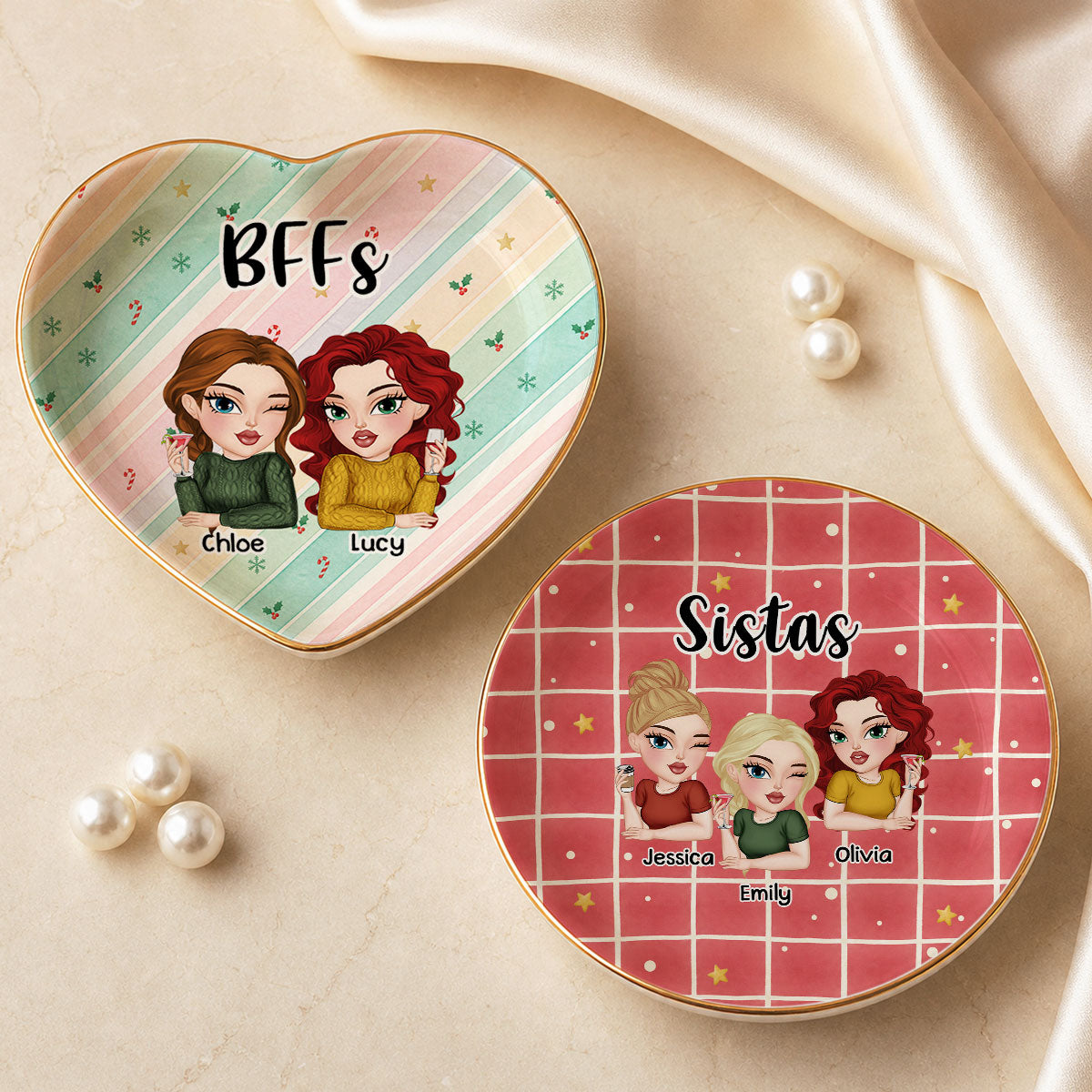 Custom Trinket Dish Gift for Friend, for Soul Sister • Certified Besties - Personalized Jewelry Dish