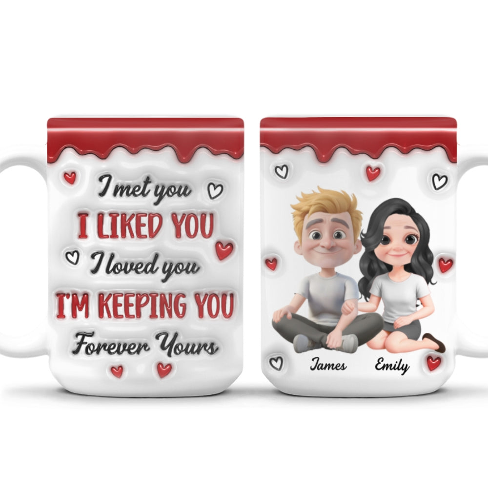 Custom Anniversary Keepsake Gifts For Couple • Couple Cartoon Forever Love - Personalized 3D Inflated Effect Mug