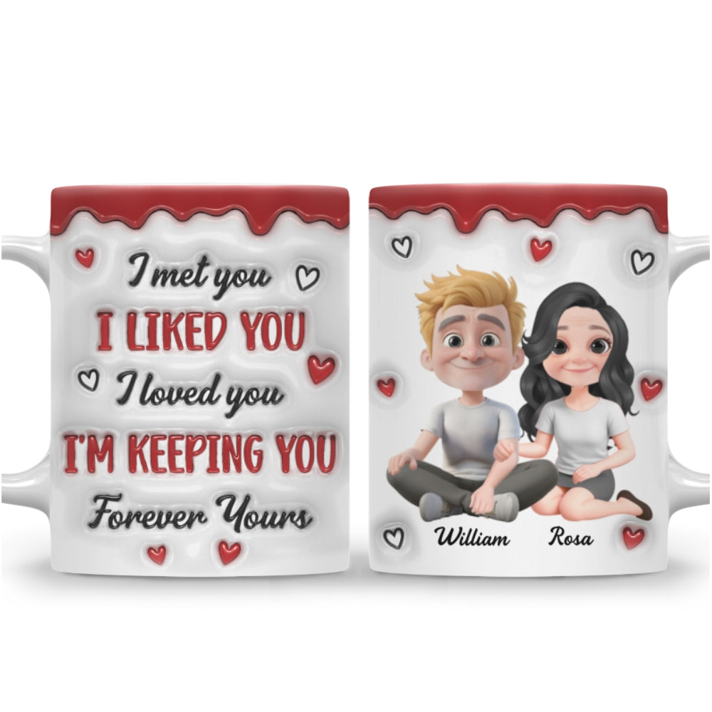 Custom Anniversary Keepsake Gifts For Couple • Couple Cartoon Forever Love - Personalized 3D Inflated Effect Mug