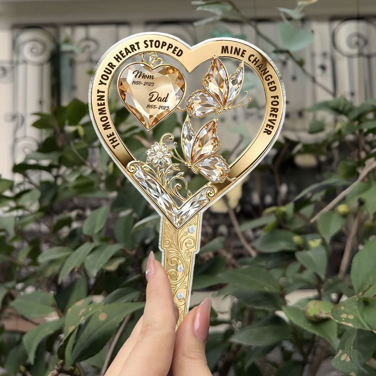 The Moment My Heart Changed Forever - Personalized Acrylic Garden Stake