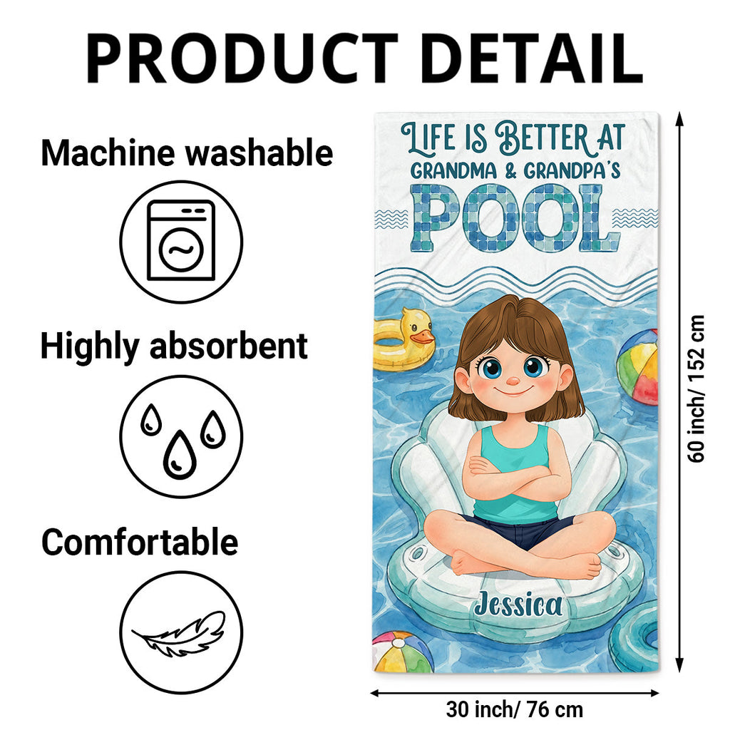 Better At Grandma Pool - Personalized Beach Towel