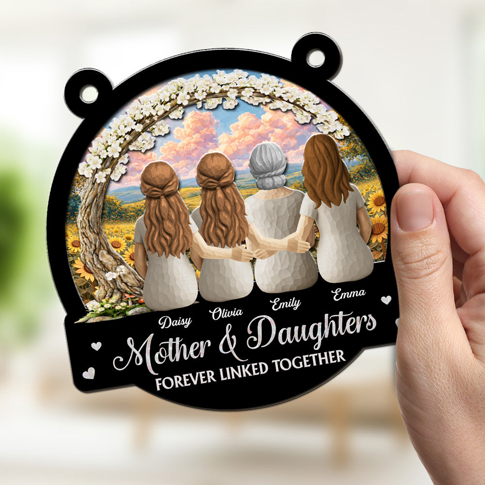 Custom Hanging Decor for Mom Daughter, Mother's Day Gifts • Forever Linked Together - Personalized Suncatcher