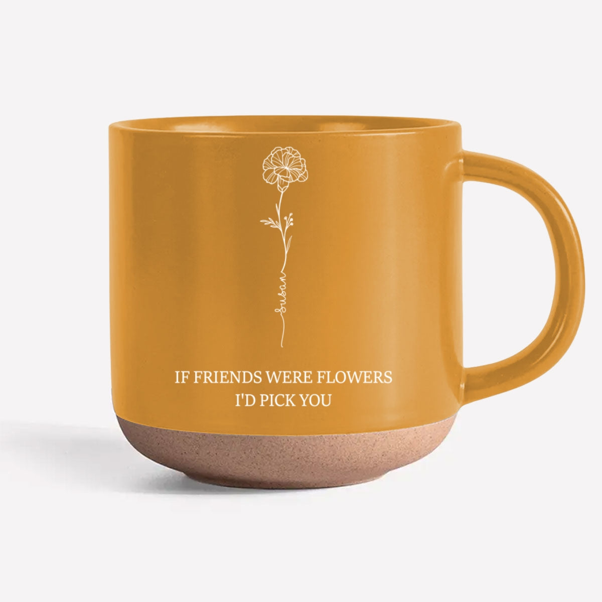 Custom Best Friend, Christmas & Birthday Friendship Keepsake Gift • Flower Friends - Personalized Engraved Pottery Mug
