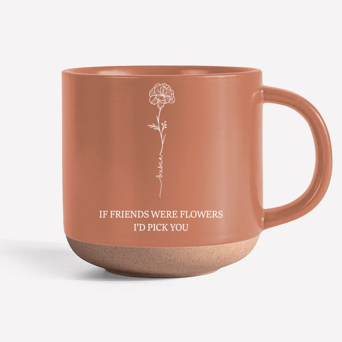 Custom Best Friend, Christmas & Birthday Friendship Keepsake Gift • Flower Friends - Personalized Engraved Pottery Mug