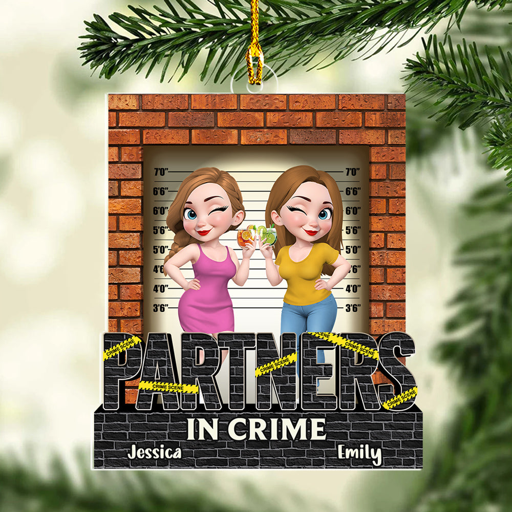 Custom Friendship Christmas Ornament, Best Friend Gift •  Partners In Crime - Personalized Acrylic Ornament