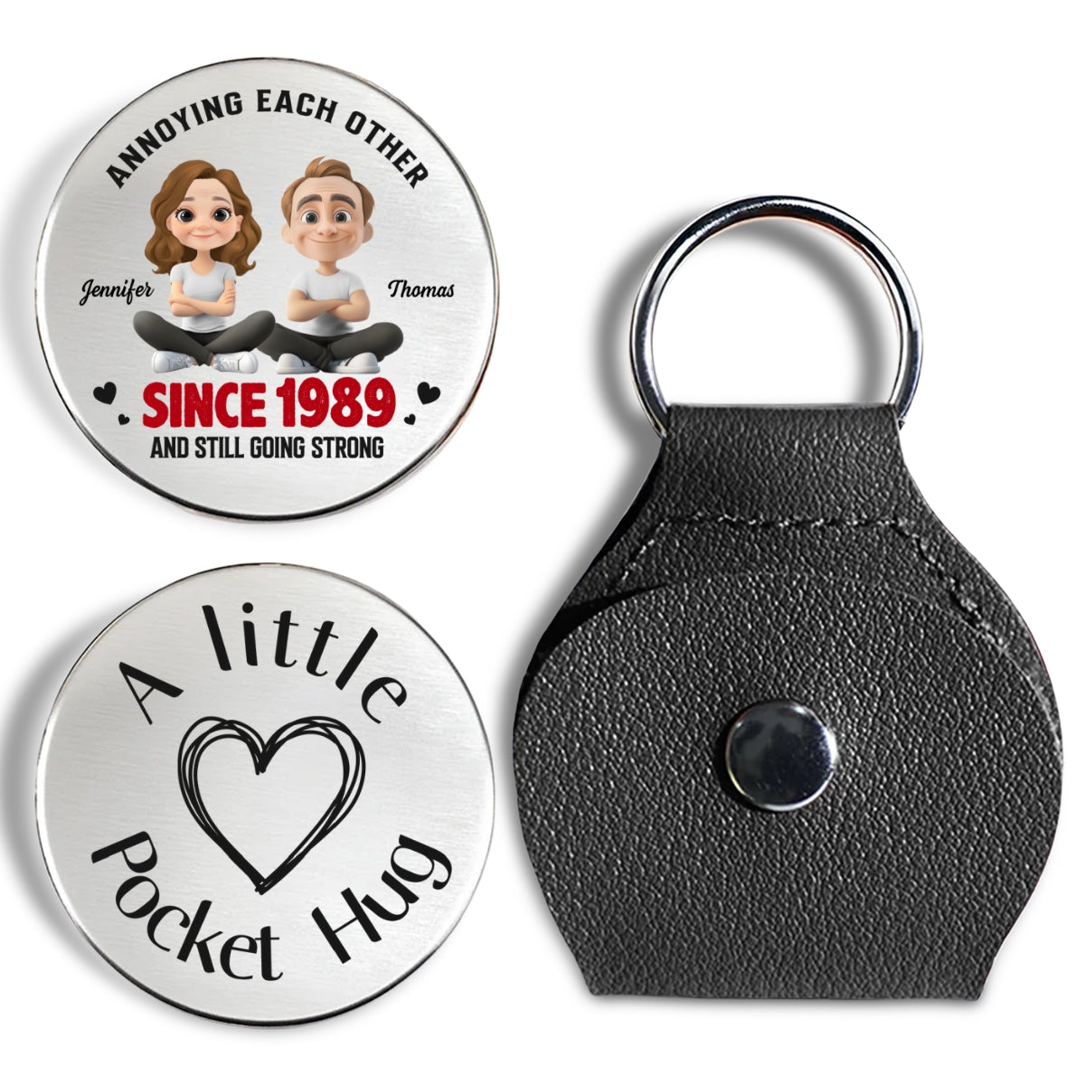 Custom Coin Keychain for Husband, Couple Anniversary Valentine's Day Gifts • Love You Forever - Personalized Pocket Hug