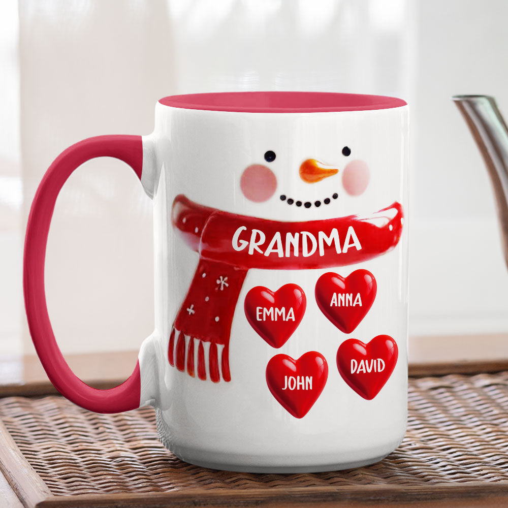 Custom Christmas & Birthday Gift For Grandma • Snowman Grandma - Personalized 3D Inflated Effect Accent Mug