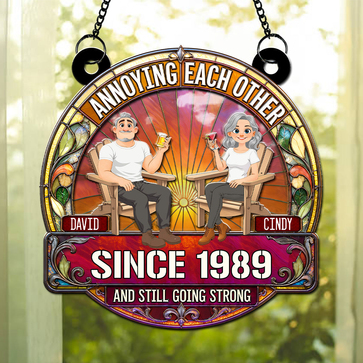 Custom Couple Hanging Decor, Anniversary Valentine's Day Gifts • Everlasting Bond - Personalized Suncatcher