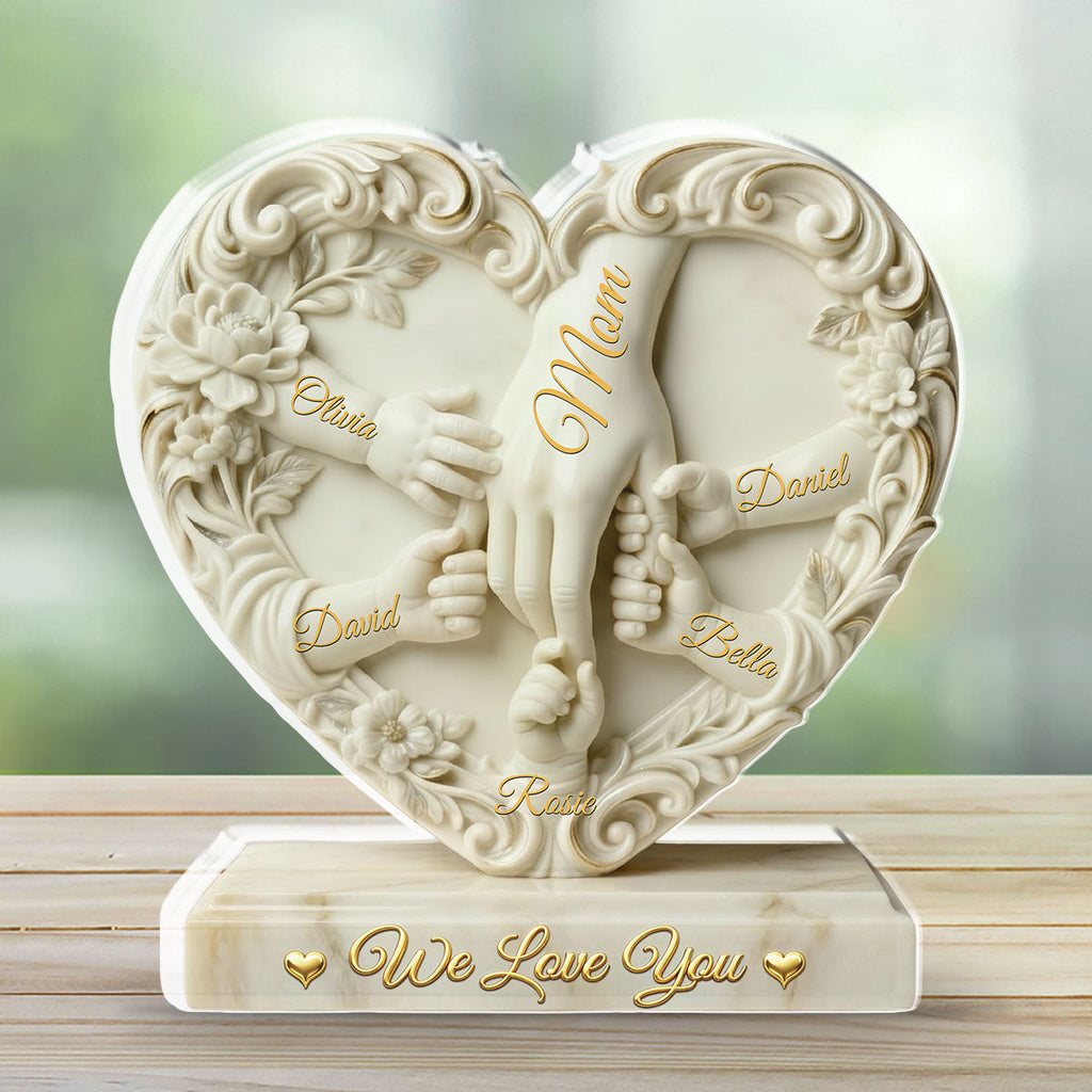 Custom Mother's Day Decor, Gift for Mom & Grandma • Hold Hand - Personalized Acrylic Plaque