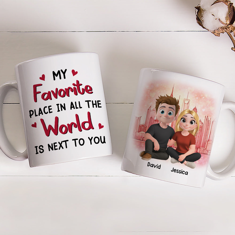 Custom Anniversary Keepsake Gifts For Couple • Cartoon Couple Beside Together - Personalized Coffee Mug