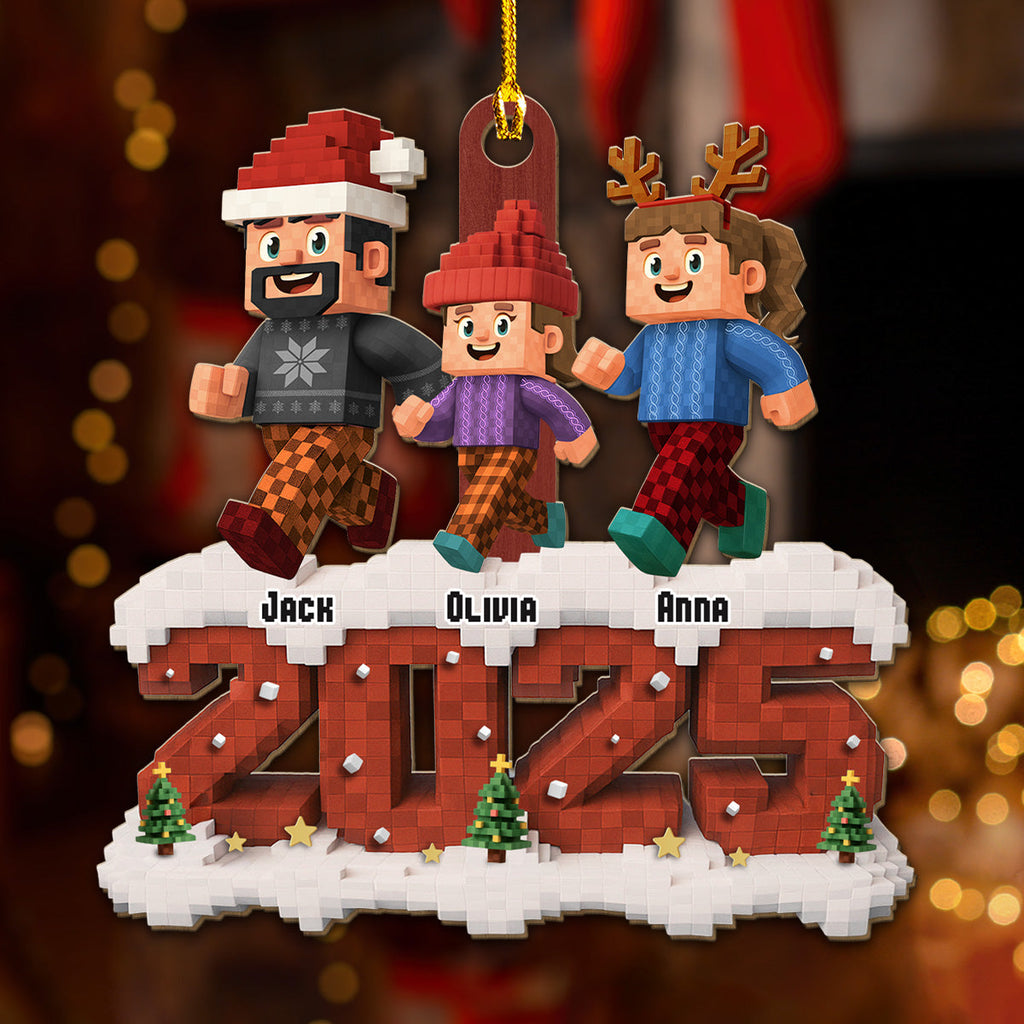 Custom Family Ornament, Christmas Gift for Family Members •  Our Family Square - Personalized Wood Ornament