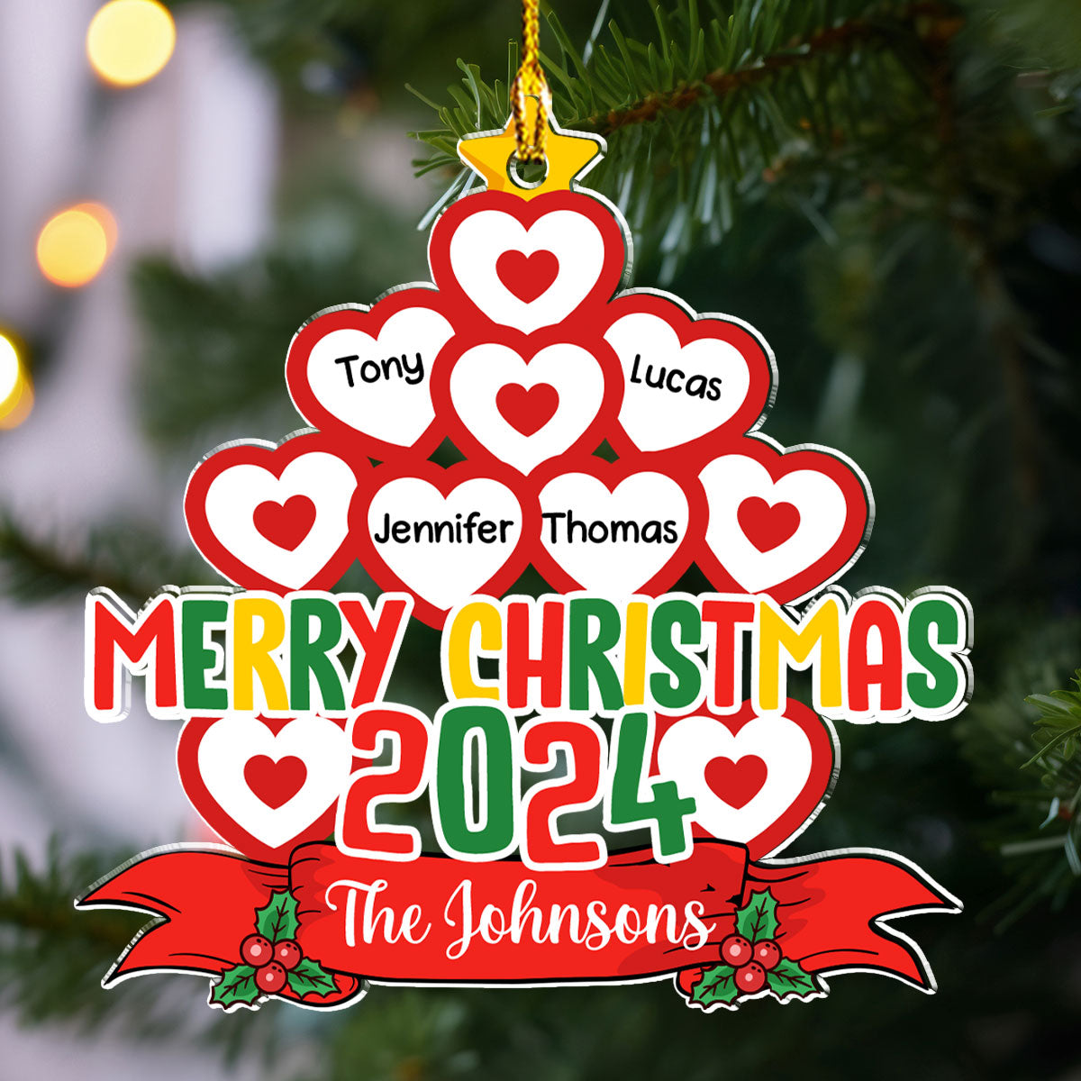 Custom Family Ornament, Christmas Gift for Family Members •  Family Makes The Season Merry And Bright - Personalized Acrylic Ornament
