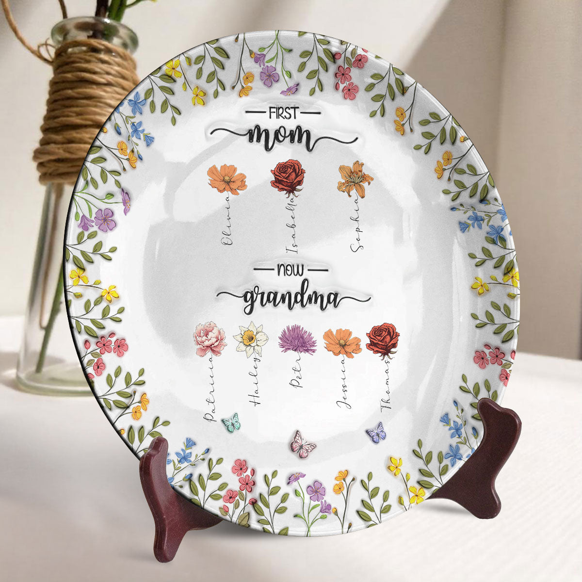 First Mom Now Grandma - Personalized 3D Inflated Effect Plate