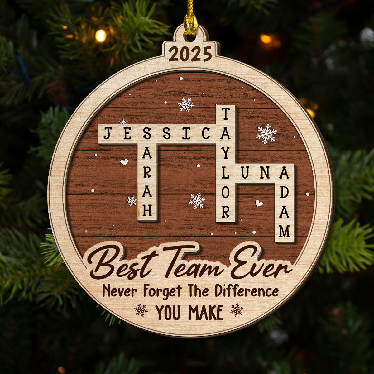 Custom Coworker Christmas Ornament, Team Appreciation Gift •  Best Team Ever Scrabble - Personalized 2-layered Wood Ornament