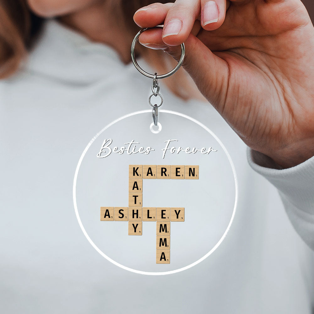 Family Besties Coworker Crossword Art - Personalized Acrylic Keychain