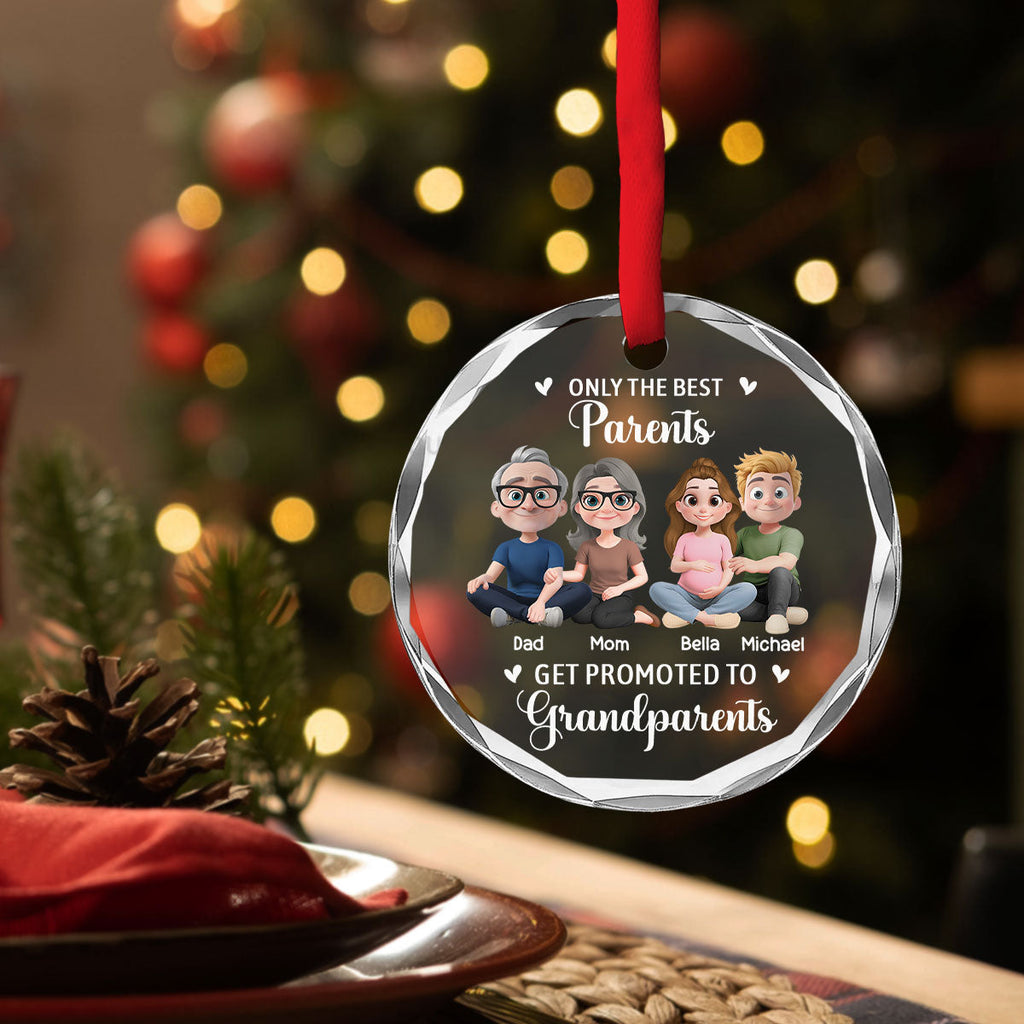 Custom Family Ornament, Christmas Gift for Family Members •  New Grandparents - Personalized Glass Ornament