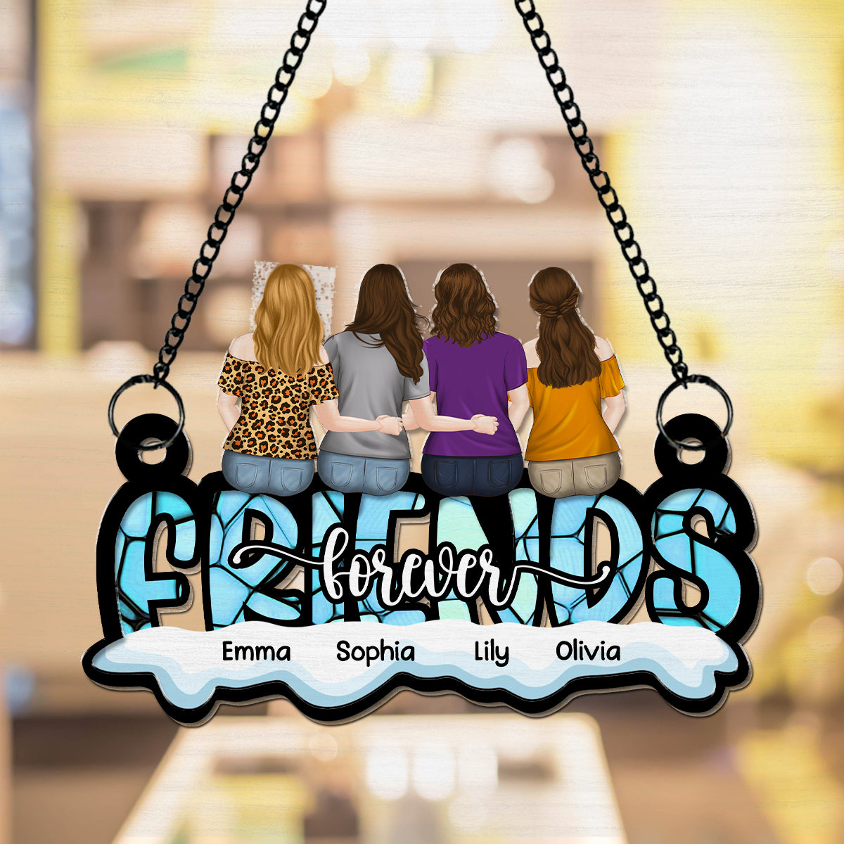Custom Best Friend Hanging Decor, Friendship Birthday Gifts • Besties Forever - Personalized Suncatcher