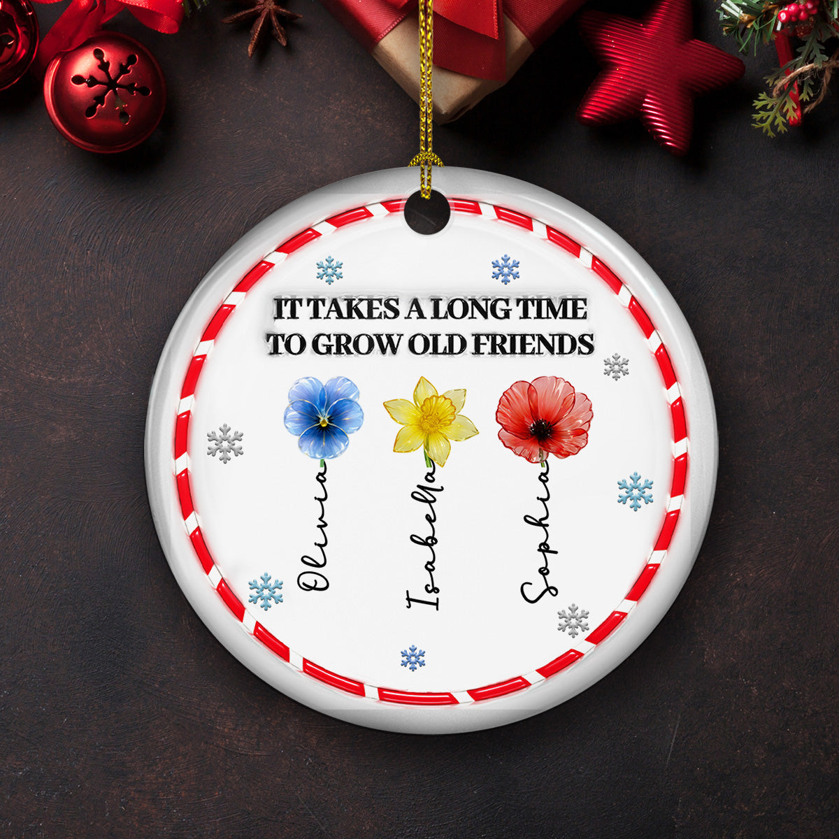 Custom Friendship Christmas Ornament, Best Friend Gift •  It Takes A Long Time - Personalized 3D Inflated Effect Ceramic Ornament