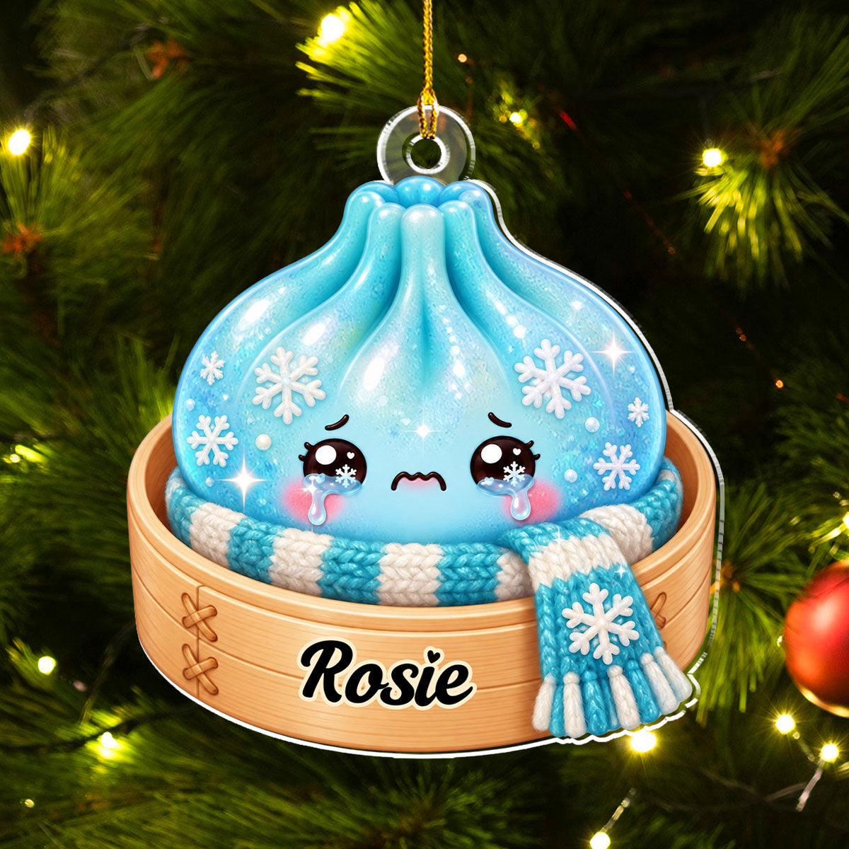 Custom Cute Gift For Kids 2026, Dumpling Squishy Christmas Ornament • Dumplings Colorful - Personalized Acrylic Ornament