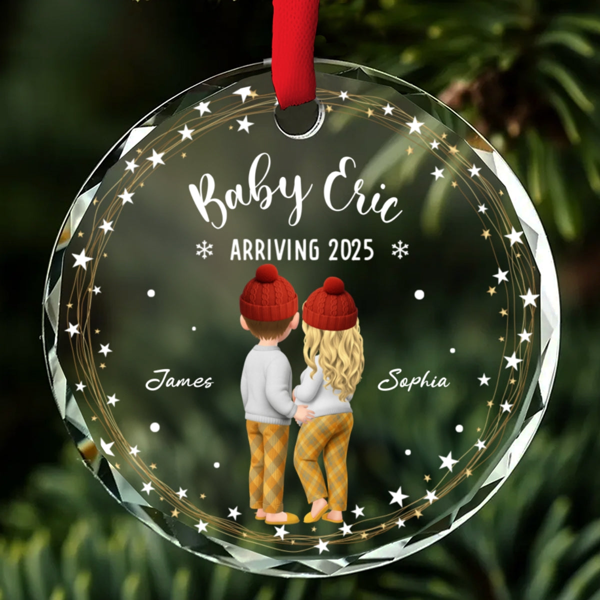 Custom Family Ornament, Christmas Gift for Family Members •  Arrive To The World - Personalized Glass Ornament