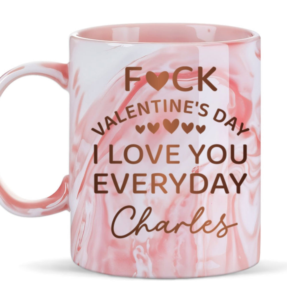 Custom Anniversary Keepsake Gifts For Couple • Naughty Valentine Day - Personalized Pink Marble Mug
