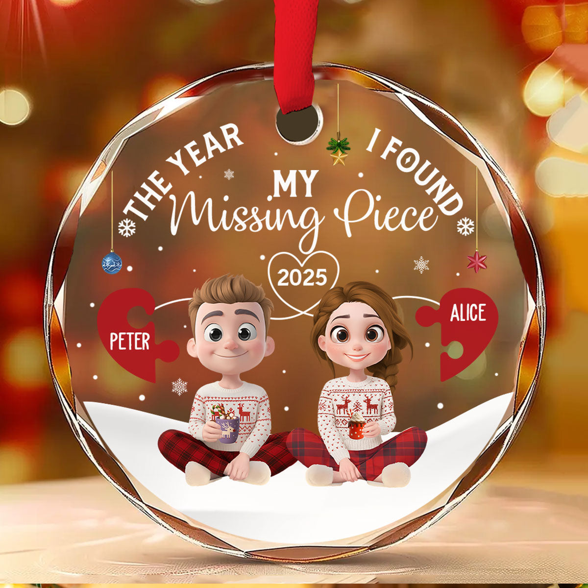 Custom Keepsake Christmas Ornament •  Missing Piece Was Found - Personalized Glass Ornament