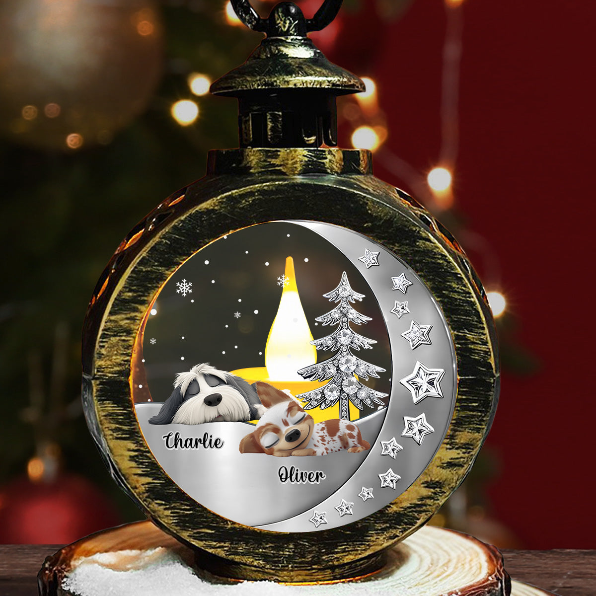 Custom Memorial Christmas Night Light, Remembrance Gifts • Beside You - Personalized 3D Effect Christmas Lantern