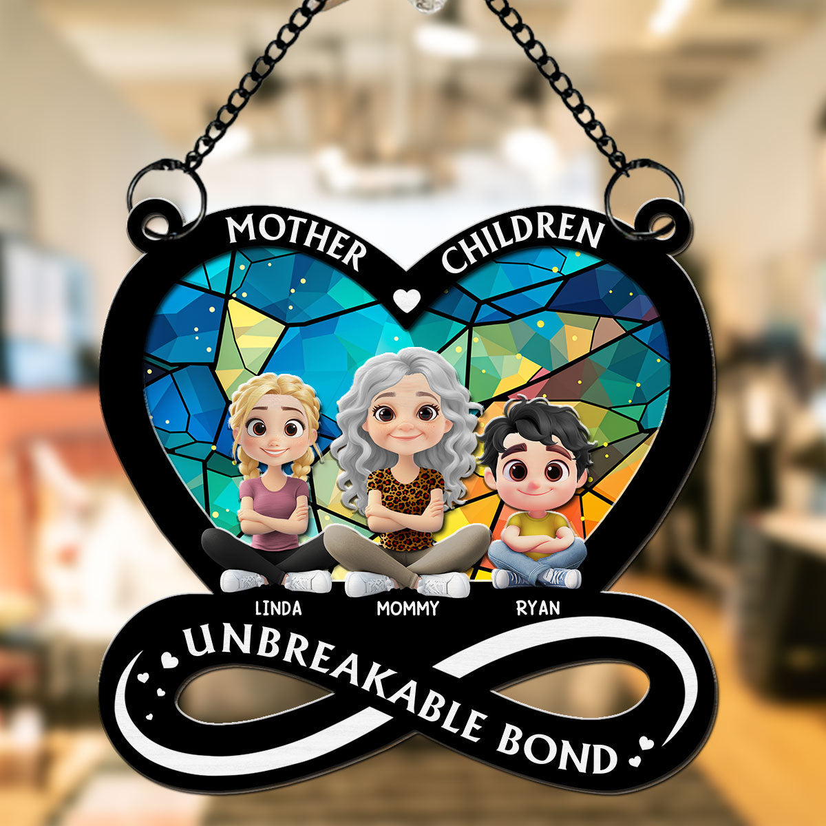 Custom Hanging Decor for Mom Daughter, Mother's Day Gifts • Unbreakable Bond - Personalized Suncatcher
