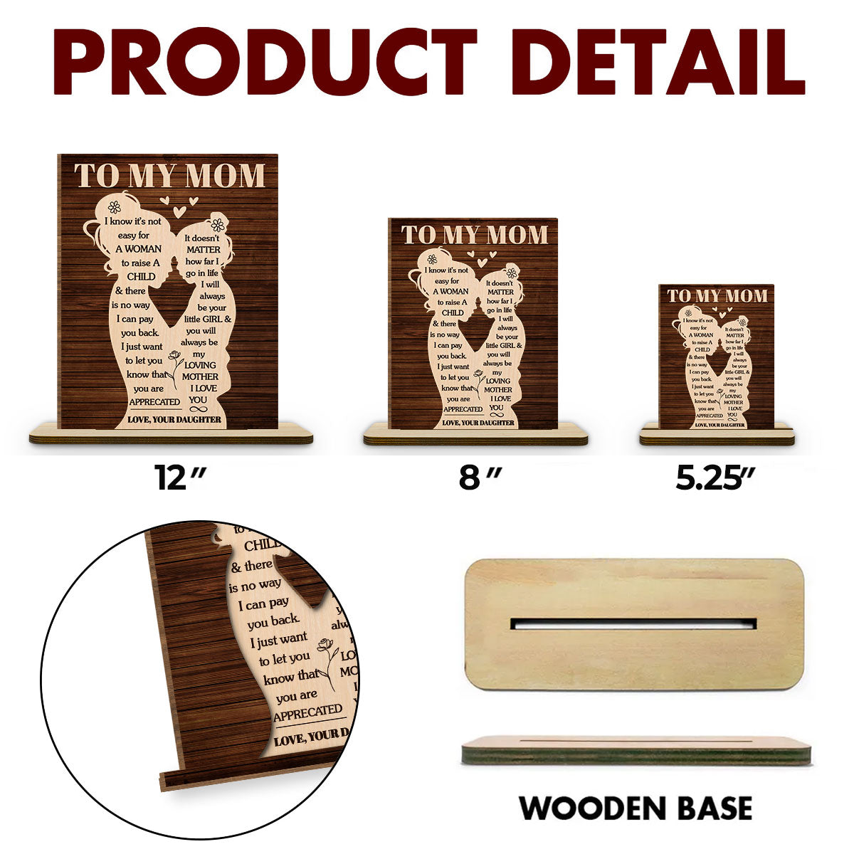 Custom Decor for Mom, Special Gift for Mother • You Are Appreciated Mom - Personalized 2-Layer Wood Plaque With Flat Base
