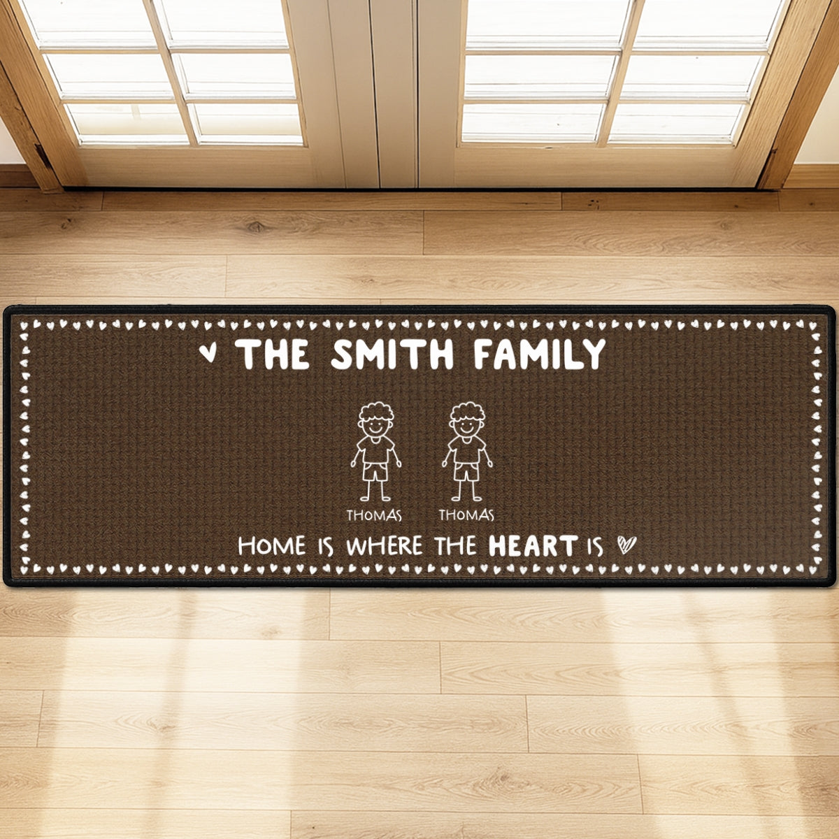Custom Family Name Rug, Housewarming Birthday Gift For Family Members • Home Is Where The Heart Is - Personalized Runner Rug