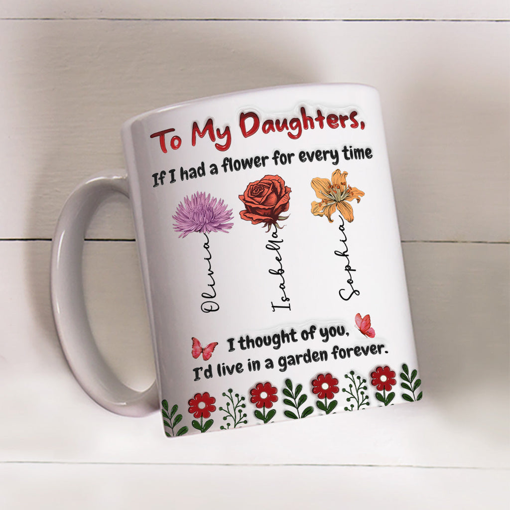 Custom Mother's Day Gift for Daughter • Life Is Sweeter With Daughters - Personalized 3D Inflated Effect Mug
