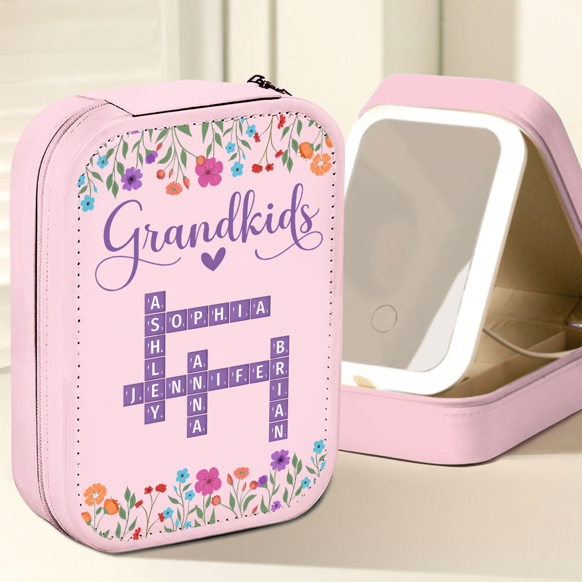 Love Grandkids - Personalized Jewelry Box With LED Mirror