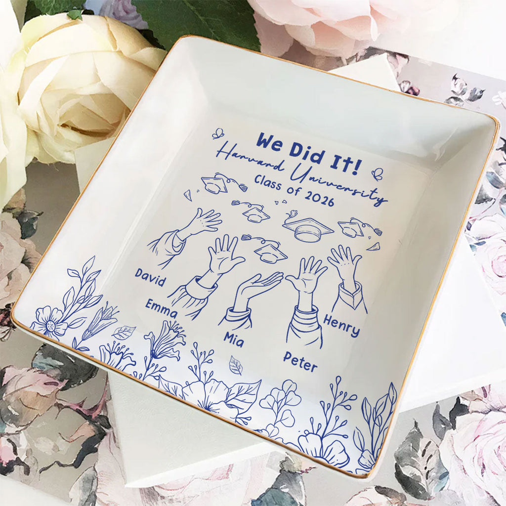 Custom Class of 2026 Trinket Dish, Graduation Gift For Her • We Did It - Personalized Jewelry Dish