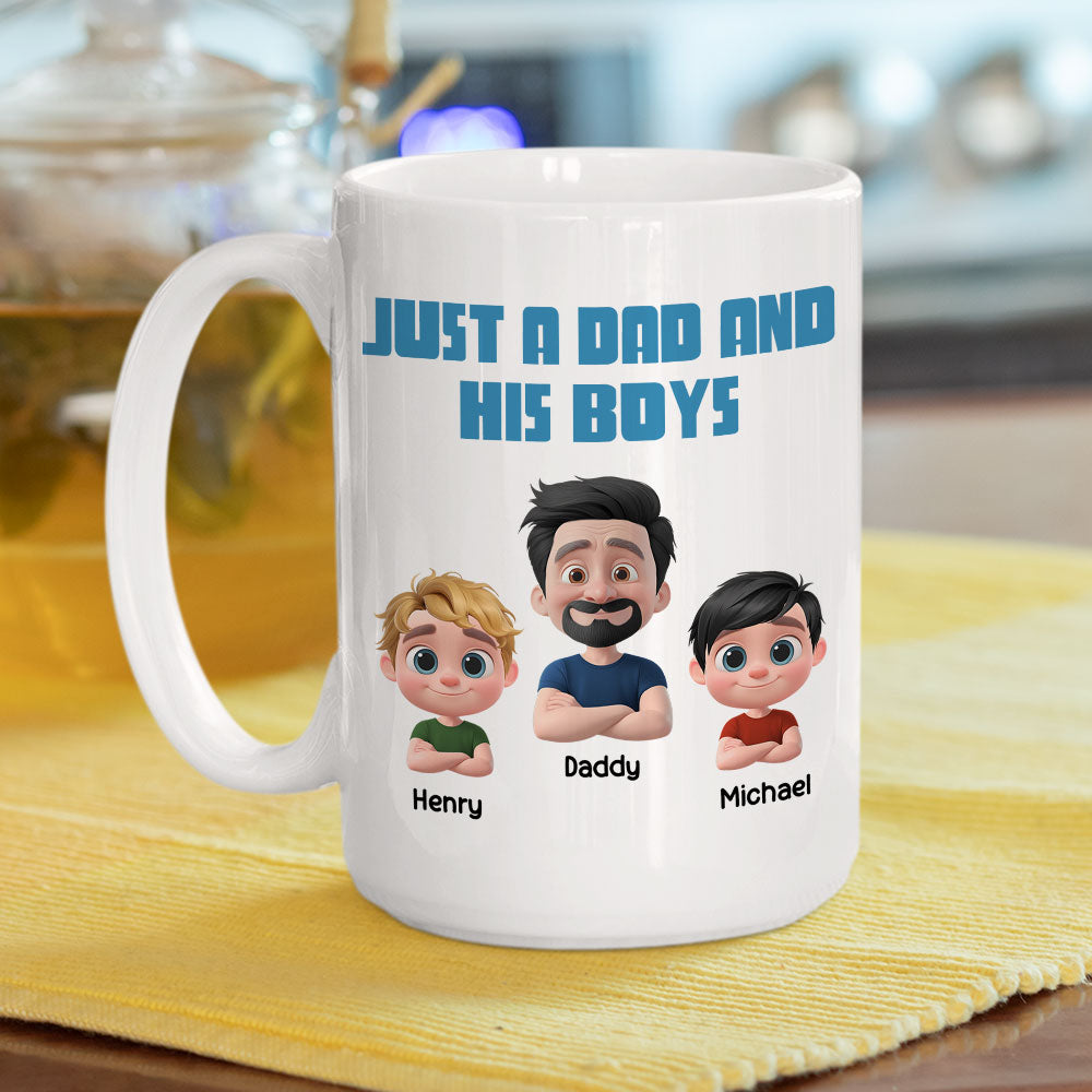 Custom Father's Day, Special Gift for Dad & Grandpa • Daddy And His Children - Personalized Coffee Mug