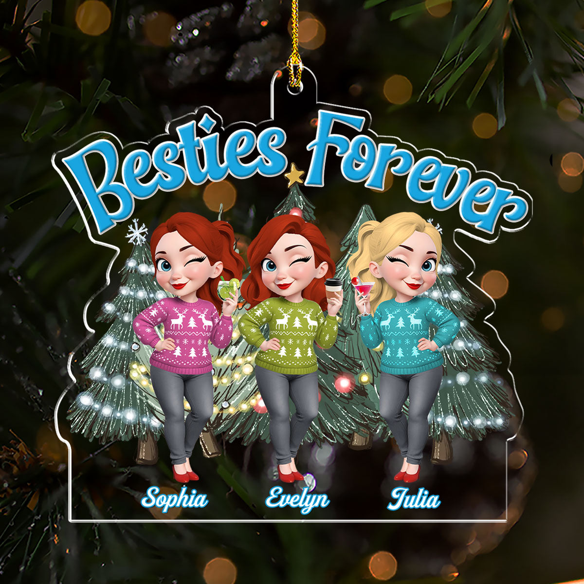 Custom Keepsake Christmas Ornament •  Sisters Bond Christmas - Personalized Acrylic Ornament