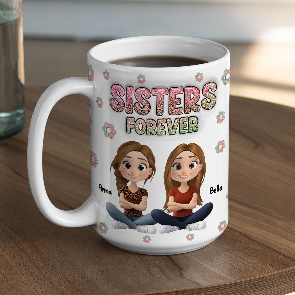 Custom Best Friend, Christmas & Birthday Friendship Keepsake Gift • Always My Bestfriend Cartoonize - Personalized 3D Inflated Effect Mug