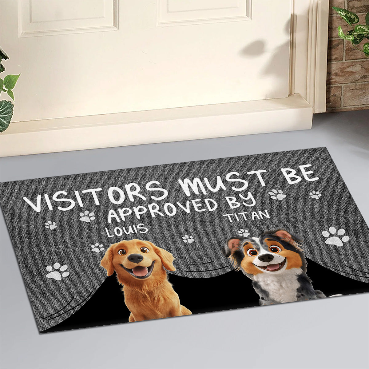 Approved By Dog Cartoon - Personalized Doormat
