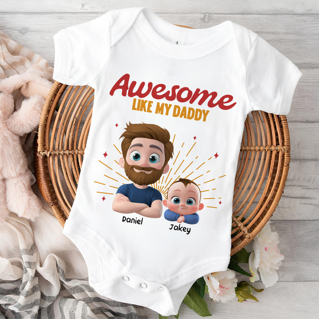 Custom First Father's Day, Christmas Gift for New Dad • Awesome Baby Dad - Personalized T-Shirt And Onesie