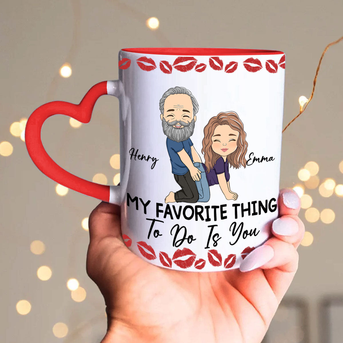 Custom Anniversary Keepsake Gifts For Couple • Favorite Cardio - Personalized Heart Handle Mug