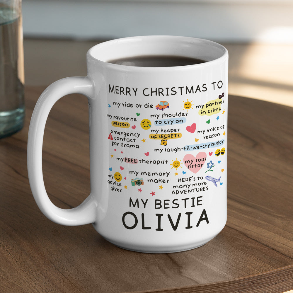 Custom Best Friend, Christmas & Birthday Friendship Keepsake Gift • True Friends Are Rare - Personalized Coffee Mug