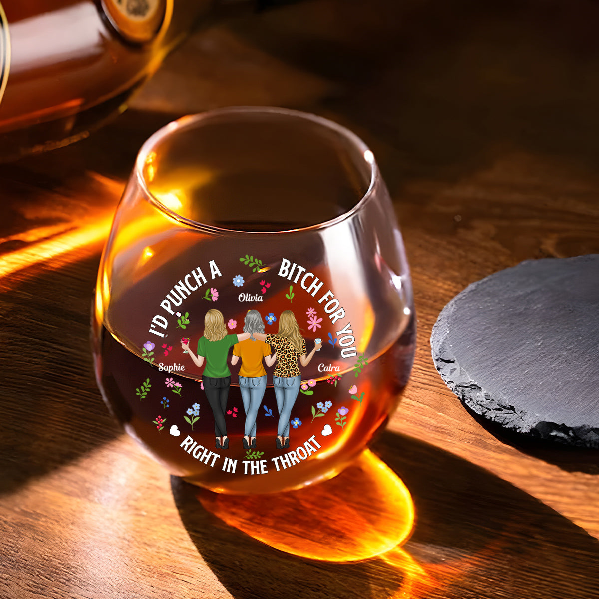 Punch Bitch Besties - Personalized Wine Glass