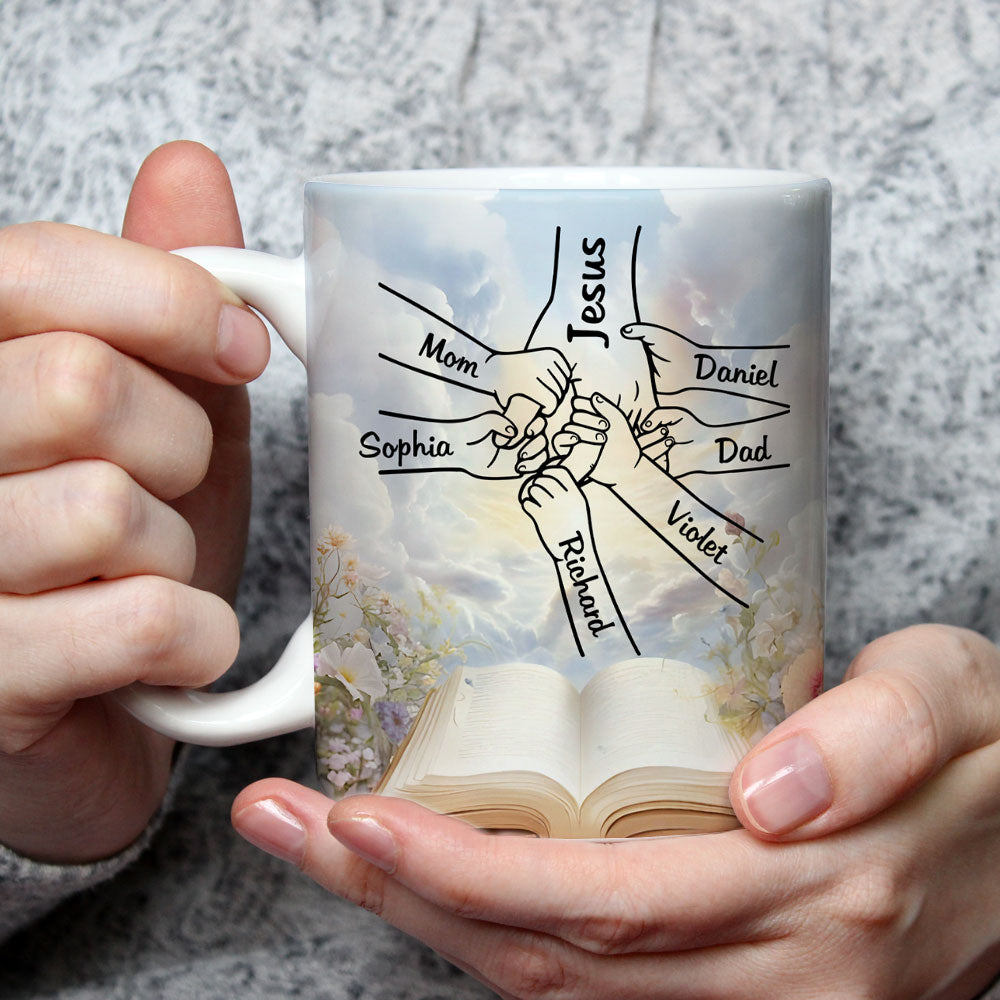 Custom Christmas & Birthday Gift for Mom • God Holds Our Hands - Personalized Coffee Mug