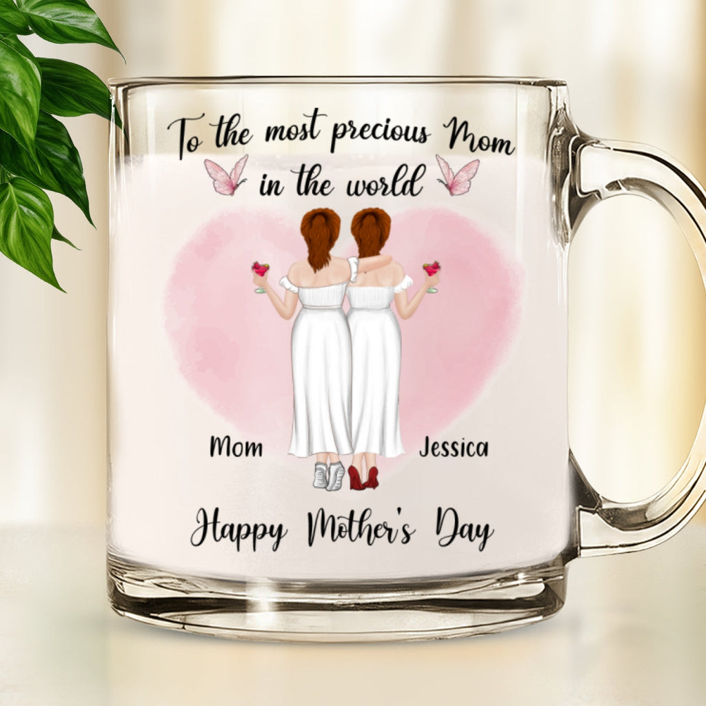 Custom Mother's Day Gift for Mom & Grandma • The Most Precious Mom - Personalized Glass Mug