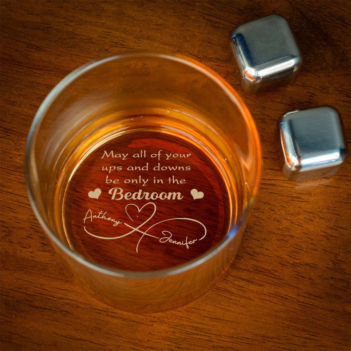 May Your Ups And Downs - Personalized Engraved Whiskey Glass